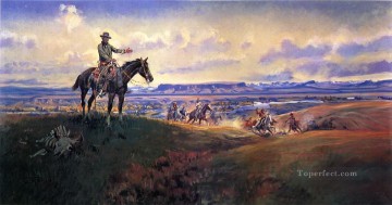 vaquero de indiana Painting - charles m russell y sus amigos 1922 Charles Marion Russell Vaquero de Indiana
